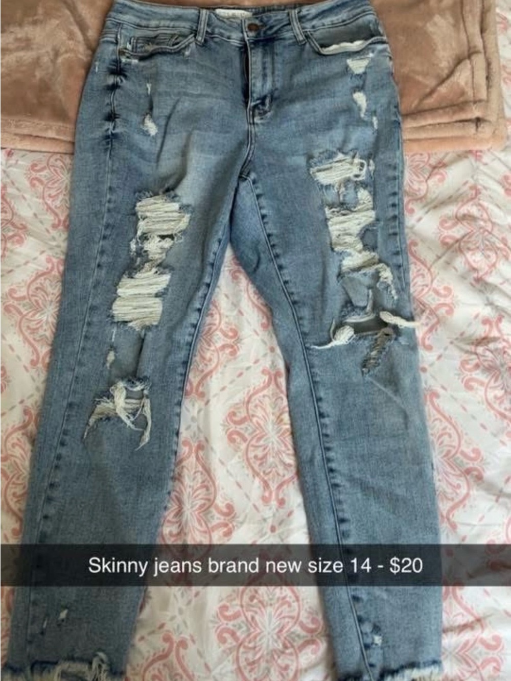 Light Wash Distressed Skinny Jeans